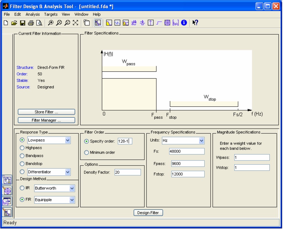 filter designer in matlab